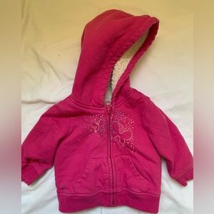 Children’s Place 6-9 month pink jacket with a sheep fleece lining - butterfly